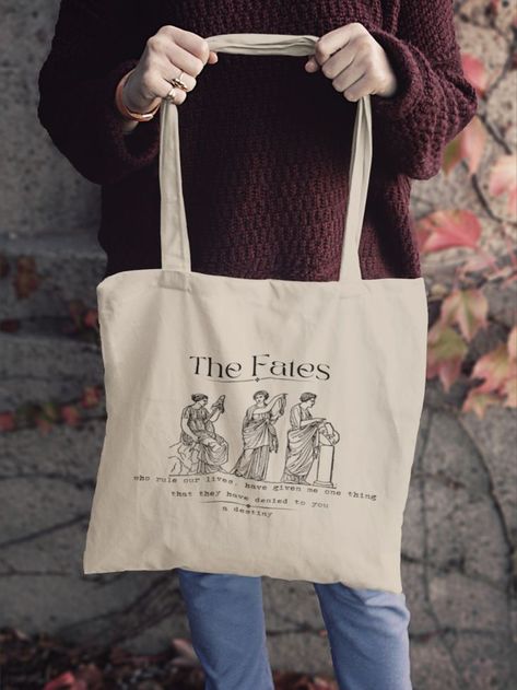 The Fates, Greek Symbol, Drama Class, Painted Tote, Book Tote Bag, Inspirational Tshirts, Book Gift, Symbol Design, Cute Tote Bags