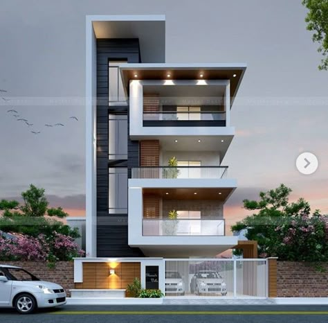 Elevation Design 3 Floors, Elevation Designs For House 3 Floors, 2 Floor Elevation Design, Modern Bungalow Design, Banglow Design, Bungalow Architecture, 3 Storey House Design, 3d Elevation, Small House Elevation