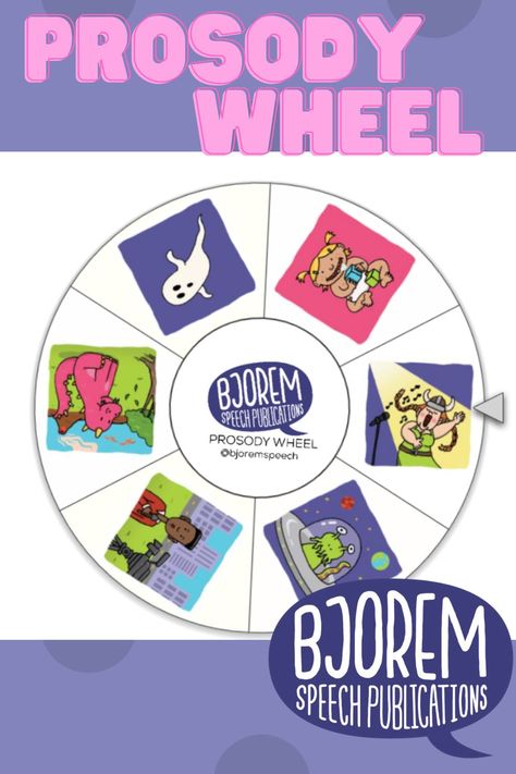 A prosody speech wheel from Bjorem Speech! #speechtherapist #speechtherapy #slp #bjoremspeech #childhoodapraxia Prosody Activities Speech Therapy, Childhood Apraxia Of Speech Activities, Prosody Activities, Bjorem Speech, Spin Wheel, Childhood Apraxia Of Speech, Motor Planning, Speech Activities, Phonological Awareness