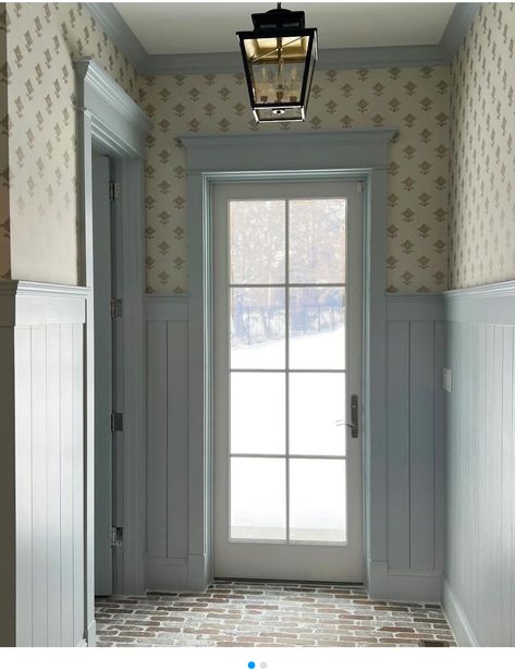 Modern English Cottage Style, Blue Trim Interior, Beadboard Entryway, Green Beadboard, Blue Beadboard, Beadboard Trim, Modern English Cottage, Bria Hammel Interiors, Bria Hammel