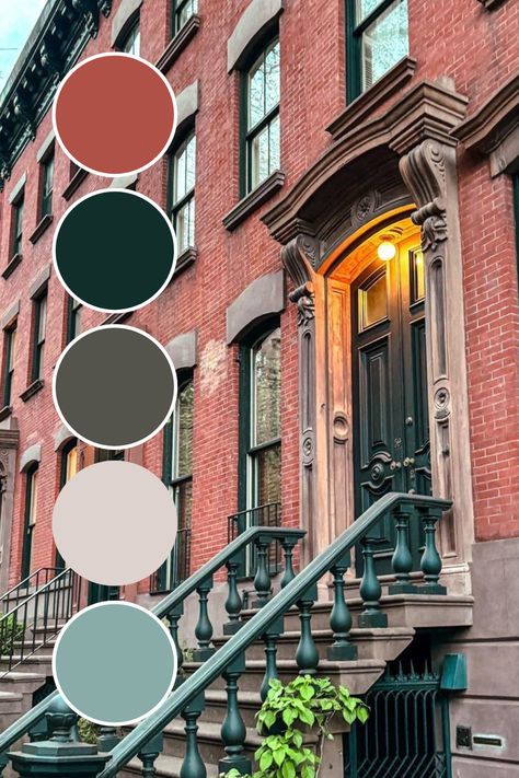 Tapping into some city vibes with this week’s color palette inspo pic…straight from the streets of NYC.   🌇🗽🍎 If you’re looking for a sophisticated, rich color palette, THIS is it.   From the warm red tones to the sleek patina, these colors evoke a sense of authority, history and warmth.  💡Expert Tip:  he PERFECT color palette should have no more than 6 colors:    🎨 2 main colors    🎨 1 lighter tone - of 1 of your main colors   🎨 1 light neutral    🎨 1 dark neutral    🎨 1 accent color Nyc Color Palette, London Color Palette, New York Color Palette, 1920s Color Palette, Apartment Color Palette, Entryway Colors, Color Branding, Zyla Colors, City Loft