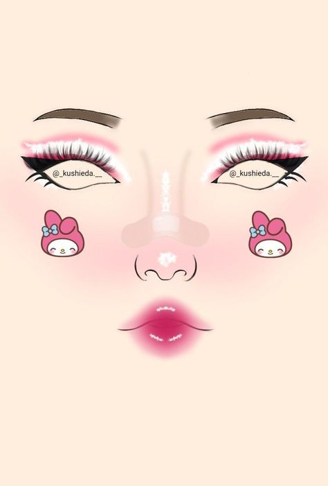 My Melody Makeup, Creepy Clown Makeup, Maquillaje Aesthetic, Futuristic Makeup, Anime Cosplay Makeup, Makeup Drawing, Hello Kitty Makeup, Subtle Makeup, Makeup Face Charts