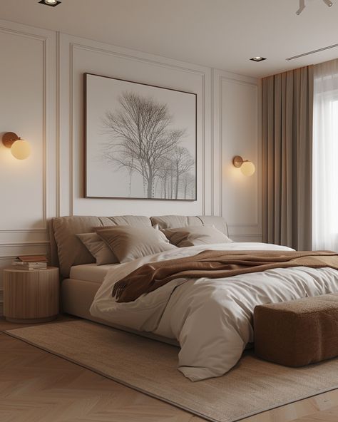 On Day 6 of our 15-day Trendy Material challenge, we highlight Decorative Panelling Mould for bedroom design. This elegant material adds depth and sophistication, perfect for creating stunning accent walls, headboard features, or ceiling details. With intricate designs and easy installation, decorative panelling moulds bring a classic yet modern touch, transforming your bedroom into a stylish retreat. Join us as we continue exploring more innovative materials! Bedroom Headboard Paneling, Panelling Behind Headboard, Panelling Design Wall Bedroom, Mdf Panelling Wall Master Bedrooms, Panel Wall Behind Bed, Types Of Paneling For Walls, Beige Panelling Bedroom, Recessed Ceiling Ideas Master Bedrooms, Bedroom Feature Wall Panelling