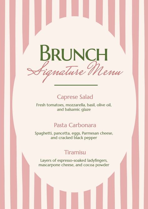 Signature menu template, editable text and design | premium image by rawpixel.com / Aew Brunch Graphic Design, Menu Aesthetic Design, Brunch Menu Design, Breakfast Menu Design, Menu Background, Carbonara Pasta, Mascarpone Cheese, Bakery Logo, Breakfast Menu