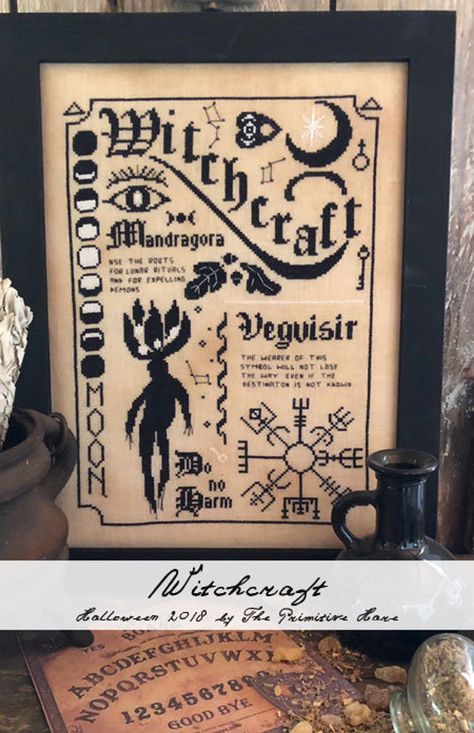 Witchy Cross Stitch Patterns, Witchy Cross Stitch, Pagan Cross Stitch, Witch Cross Stitch Pattern, Subversive Cross Stitches, Halloween Cross Stitch Charts, Witch Cross Stitch, Book Of Shadows Grimoire, Cross Stitch Embroidery Patterns