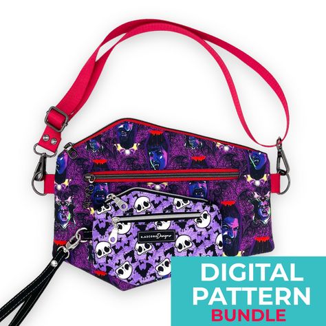 Sewing Patterns – K.Azcona Designs Quick And Easy Sewing Projects To Sell, Sewing Bags Patterns Free, Hip Bag Pattern Free, Wristlet Sewing Pattern, Handmade Fabric Bags, Halloween Sewing, Unique Backpacks, Pouch Sewing, Pattern Purse