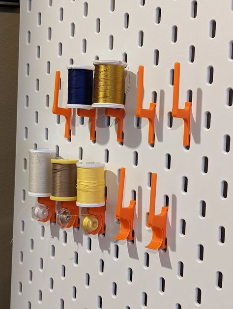 Ikea Skadis Thread and Bobbin Holder Remixed by Horvaticus - MakerWorld Ikea Skadis 3d Print, Skådis Ikea, Ikea Skadis, Pegboard Organization, 3d Printing Art, Thread Holder, 3d Printing Diy, Space Efficient, 3d Printing Projects