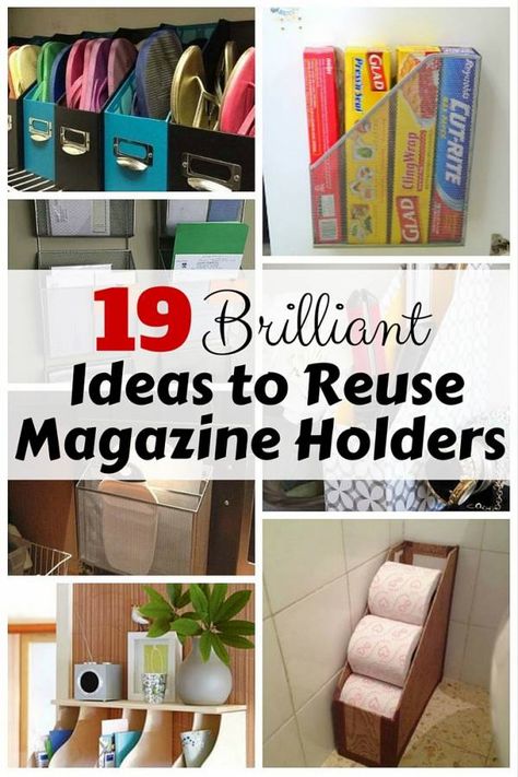 Pin Share Tweet StumbleUponMagazine holders come in different sizes, and are often made of wood, cardboard or metal. Aside from reading materials, they can be used to organize a surprising number of household items. Homeandgardeningideas.com have gathered 19 brilliant DIY ideas that make the most of these holders. Click the link below to find out. … Mail Organizing Ideas, Mobile Home Kitchen Organization, Uses For Magazine Holders, Dollar Tree Mail Organizer, Magazine Holders Repurpose, Magazine Storage Ideas, Magazine Holders Diy, Magazine Rack Repurposed, Upcycle Magazines