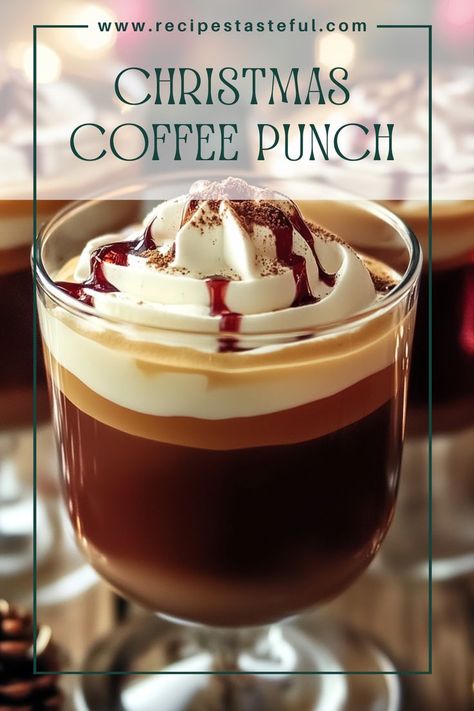 Warm up your holiday gatherings with this creamy and rich Christmas Coffee Punch. Featuring a comforting blend of coffee, cocoa, and a hint of holiday spices, this punch is perfect for any festive celebration. Serve it hot or cold, topped with whipped cream and holiday sprinkles for an extra festive touch! Christmas Morning Beverages, Thanksgiving Hot Drinks, Hot Beverages Recipes, Christmas Coffee Drinks Recipes, Coffee Punch Recipes Easy, Christmas Coffee Punch, Crockpot Drinks Christmas, Christmas Hot Drinks Recipes, Coffee Punch With Ice Cream