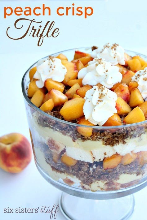 Summer Trifle Recipes, Peach Trifle, Summer Trifle, Trifle Bowl Recipes, Trifle Dessert Recipes, Fruit Trifle, Cheesecake Trifle, Berry Trifle, Trifle Recipes