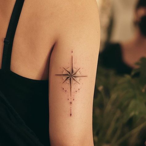 Long Compass Tattoo, Compass Tattoo On Back, Compass Tattoo Back Of Arm, Compass Home Tattoo, Tattoo Ideas Compass Travel, Compass Design Tattoo, Compass Tattoo Design Minimalist, Compass North Tattoo, Ankle Compass Tattoo