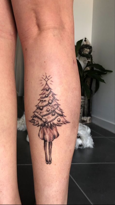 Christmas Tattoo Black And White, Tree Tattoo Black And White, Yule Tattoo, Christmas Tree Tattoo, Winter Tattoos, Tree Tattoo Black, Winter Tattoo, Tattoo Black And White, Christmas Tattoo