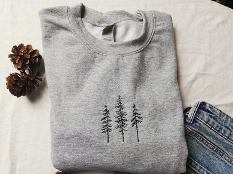 Nature Embroidery, Embroidery Crewneck, Business Information, Winter Sweater, Cozy Winter, Winter Sweaters, Pine Tree, Unisex Sweatshirt, Custom Orders