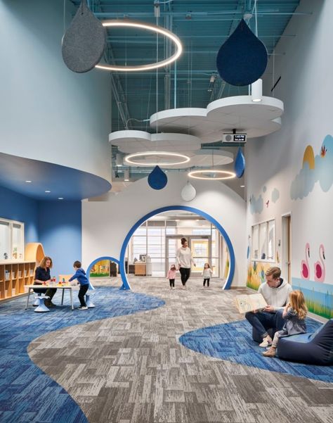 Child Care Center Design, Rocking Bed, Education Design Interior, Kindergarten Interior, Preschool Designs, Daycare Design, Early Childhood Centre, Kindergarten Design, Childrens Library