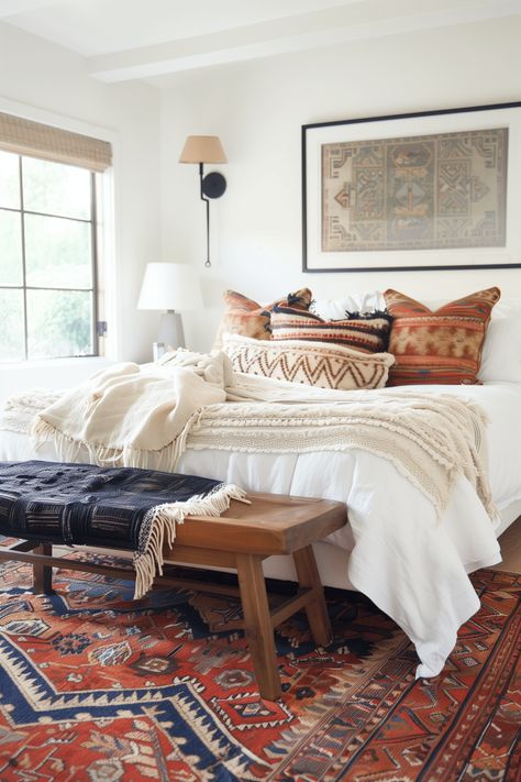 90+ Boho Bedroom Decor Ideas Filled With Eclectic Charm Arizona Decor Interior Design, Bedroom Room Designs, Desert Theme Bedroom, Arizona Bedroom, Desert Bedroom, Southwest Bedroom, Southwestern Bedroom, Boho Bedroom Decor Ideas, Industrial Boho