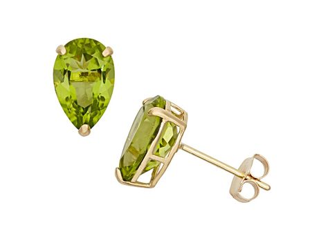 2.80ctw Pear Peridot 10k Yellow Gold Stud Earrings. Push Backings. Yellow Gold Stud Earrings, Jewelry Gift Guide, Month Of August, Peridot Jewelry, Peridot Earrings, August Birthstone Jewelry, Jtv Jewelry, August Birthstone, Gold Stud Earrings