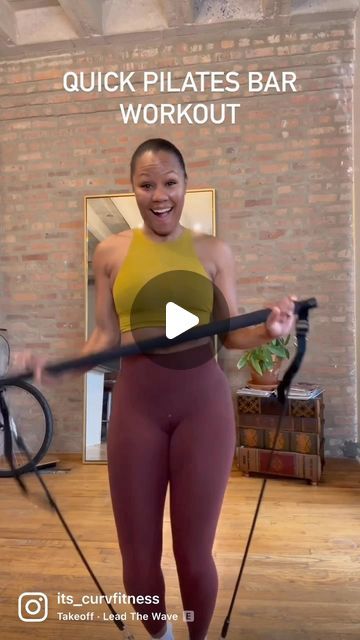 Stacy Hubert RN-Fitness Coach on Instagram: "Reposted @its_curvfitness  Quick Full Body Pilates Bar Workout- great home, no weight, and bands workout. Definitely hit all areas and quick burn to start or end the work day 💪🏾   Also, Great workout for those who don’t have time to hit the gym 😉  If 2 rounds are too easy, add a 3rd or 4th to it.   #pilates #pilatesbar #noweight #bandworkouts #fullbodyworkout #homeworkouts #curvfitness #fitness #fit #fitover40 #fitmom" Pilates Bar Workout For Beginners, Pilates Bar Workout, Full Body Pilates, Quick Full Body, Pilates Bar, Bands Workout, Pilates Stretches, Fit Over 40, Bar Workout