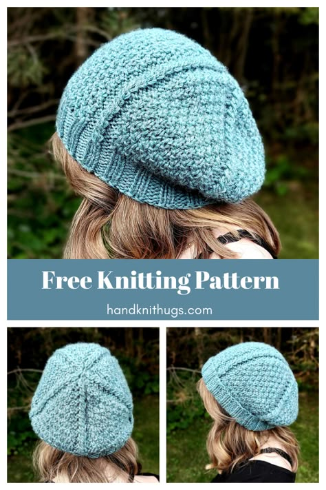 Knit Beanies Womens, Knitted Slouch Hats Free Patterns, Knitted Tams Free Pattern, Knitted Beret Patterns Free Women, Knitted Beanie Pattern Free Women, Free Knitted Hat Patterns For Women, Knitted Hats Patterns Free, Easy Beanie Knitting Patterns Free, Beret Knitting Pattern Free