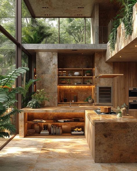 Brazil Jungle, Jungle Villa, Moroccan Villa, Japan City, Modern Luxury Kitchen, Jungle House, Bali House, Casa Country, Green Architecture