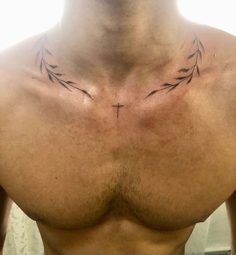 Colar Bone Tattoo Mens, Cortisol Tattoo, Men’s Collarbone Tattoos, Men Tattoos Aesthetic, Simple Shoulder Tattoo For Men, Christian Neck Tattoos For Men, Collarbone Tattoos For Men, Collar Bone Tattoo For Men Ideas, Men’s Collar Bone Tattoo