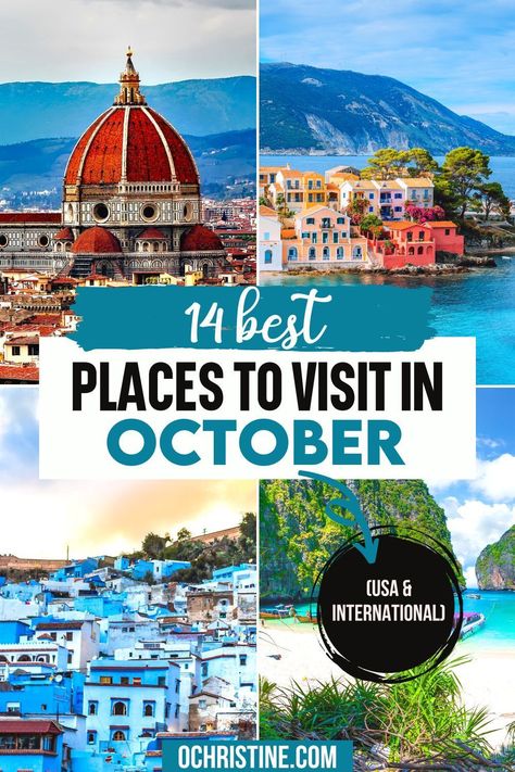 14 Best Places to Visit in October (USA + International) | What’s great about traveling in October is that you have a wide range of experiences and festivities to choose from, and amazing weather to go with it! Fall leaves are at their peak in many destinations and harvest is in full swing. Check out my blog to know more. | best places to visit in october | places to visit in october vacations | where to go in october | best travel destinations in october | october travel Best Vacation Destinations In October, October Vacation Destinations, Best Places To Travel In Fall, Best Places To Travel In October, Where To Travel In October, Best Places To Visit In October, October Vacation Destinations Us, Best October Vacations, October Travel Destinations