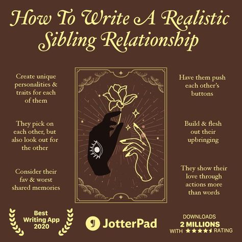 Want to write a sibling relationship filled with witty banter, side jabs but also familial love? Here's how you can write a pair (or more) of siblings that are realistic and loveable. How To Write Side Characters, Writing Siblings Relationships, How To Write A Good Side Character, Writing Prompts Relationships, How To Write A Relationship, How To Write Realistic Siblings, How To Write Best Friends, How To Write A Love Interest, How To Write Witty Banter