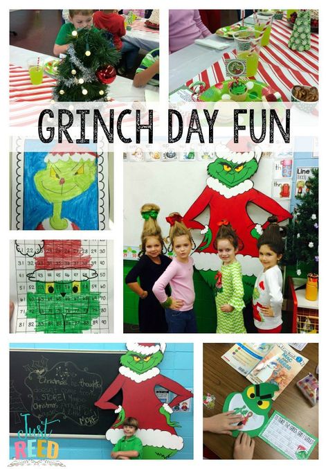 Host an unforgettable Grinch Day this Christmas.  Includes printables, links to freebies, decor ideas, and more! Grinch Day, School Christmas Party, Grinch Decorations, Grinch Christmas Party, Grinch Party, Christmas Teaching, Holiday Classroom, Holiday Lessons, Christmas Kindergarten