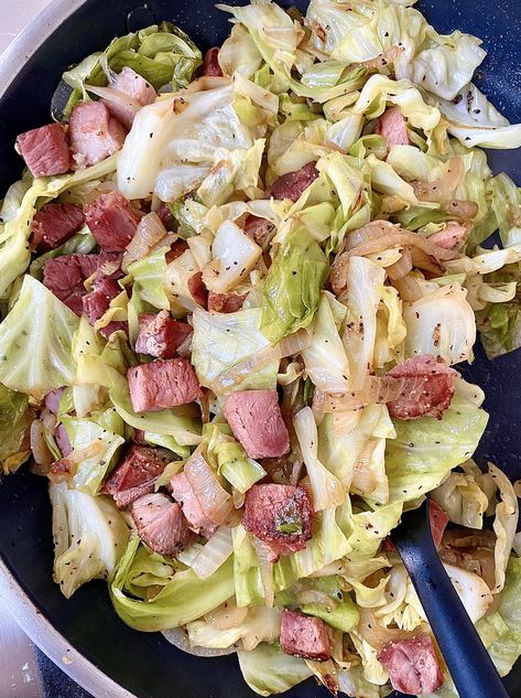 Ham and Cabbage Ham And Cabbage Recipe, Ham Cabbage, Cabbage And Ham, Ham Leftovers, Ham And Cabbage, Insect Repellent Plants, Fried Ham, Pork Main Dishes, Boiled Dinner