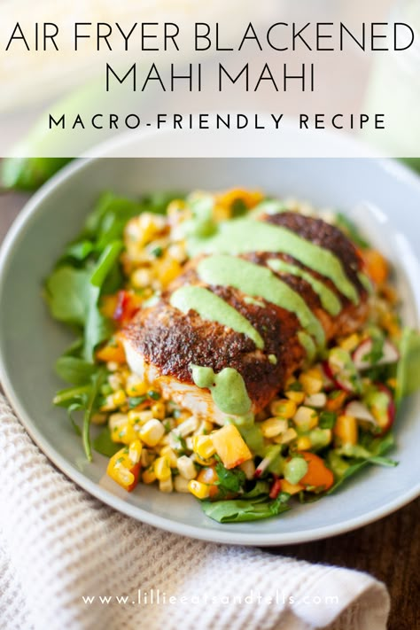 Air Fryer Blackened Mahi Mahi Macro Fish Recipes, Mahi Mahi Bites Air Fryer, Macro Friendly Fish Recipes, Air Fry Mahi Mahi Recipes, Air Fryer Mahi Mahi, Air Fryer Mahi Mahi Tacos, Mahi Mahi Air Fryer Recipes, Mahi Mahi Recipes Air Fryer, Frozen Mahi Mahi Recipes Air Fryer