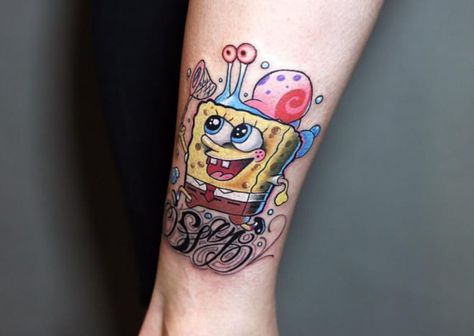 Sponge bob tattoo Silly Expressions, Spongebob Tattoo, Aye Aye Captain, Pocket Watch Tattoos, Mommy Tattoos, Pineapple Under The Sea, Amazing Tattoos, Facial Tattoos, Aye Aye