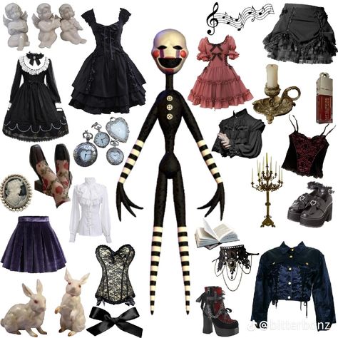 Fnaf Movie Outfit Ideas, Fnaf Inspired Outfits, Fnaf Clothes, Fnaf Outfits, Fnaf Costumes, Goth Shorts, Fnaf Costume, Cute Kawaii Outfits, Puppet Costume