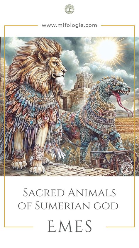 In a breathtaking tribute to Emes, the Sumerian god of agriculture, a lion and a dragon-like creature pull a ceremonial plow across fertile fields. This powerful scene is a symbol of divine strength, guiding the forces of nature to bring abundance.  #SumerianMythology #EmesGodOfAgriculture #LionAndDragon #CeremonialPlow #MifologiaMysteries #DivineHarvest #AncientSymbols #MythicalCreatures #AgriculturalAbundance Mesopotamian Gods, Myth Stories, World Mythology, Ancient Gods, Growth And Decay, Forces Of Nature, Magick Book, Ancient Symbols, God Art