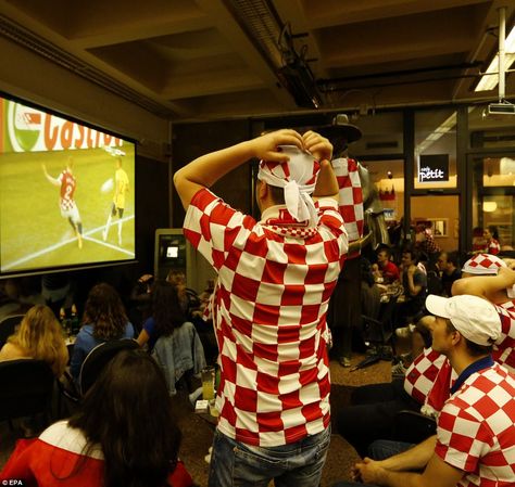 Croatian fans also turned out to bars and restaurants in the centre of Zagreb to watch the match, which was shown of televisions across the capital Watching World Cup, Watching Football On Tv, Watching Soccer On Tv, 2006 World Cup Italy, Brazil World Cup, Watching Football, Brazil 1958 World Cup, Bars And Restaurants, Watch Live