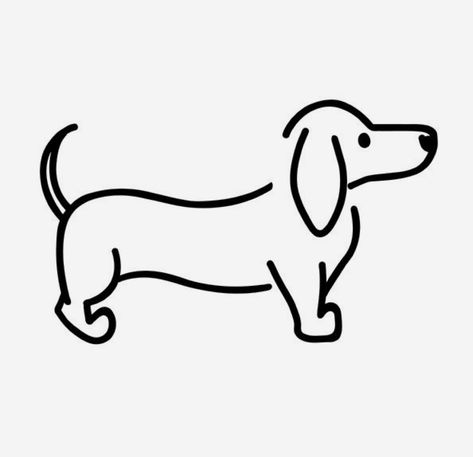 Dashund Drawing Easy, Dachshund Drawing Easy, Christmas Wine Bottle Crafts Diy, Pottery Painting Ideas Easy, Dachshund Drawing, Aesthetic Crafts, Painting Ceramics, Dachshund Art, Pencil Drawings Easy