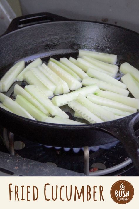 When you cook cucumber, you get an unexpected sweet flavor! Try this Fried Cucumber Recipe for a new side dish you may have never tried before. #bushcooking #campcooking #friedcucumber How To Cook Cucumbers, Cooking Cucumber Recipes, Armenian Cucumbers Recipes, Large Cucumber Recipes, Over Ripe Cucumber Recipes, Overripe Cucumber Recipes, Cucumber Flour, Armenian Cucumber Recipes, Cooked Cucumber Recipes