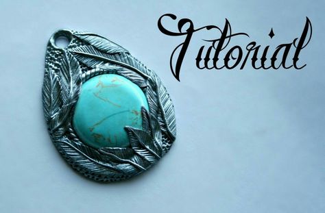 Clay Cabochon, Polymer Clay Kunst, Polymer Clay Jewelry Tutorials, Pendant Tutorial, Metal Clay Jewelry, Polymer Crafts, Craft Jewelry, Polymer Jewelry, Polymer Clay Necklace