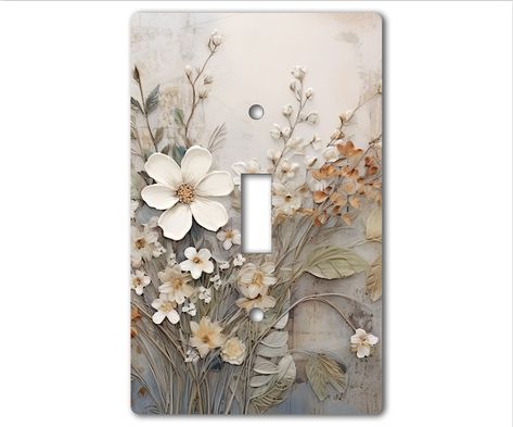 Tasteful, Decorative Acrylic or Hardboard Light Switch and Electrical Outlet Covers Wildflowers With 3D LOOK - Etsy Cool Light Switch Covers, Electric Outlet Covers, Wall Outlet Covers, Decor Stairs, Decorative Light Switch Covers, Tree House Plans, Electrical Outlet Covers, Furniture Flips, Castle House