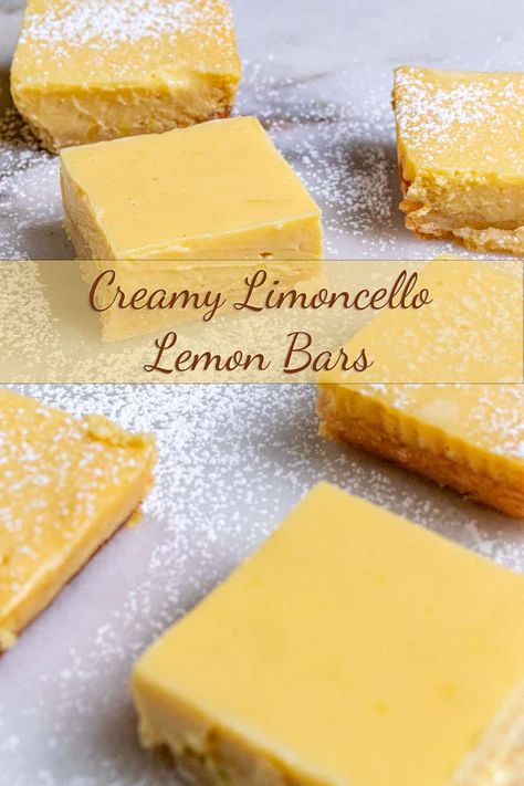 Creamy Limoncello Bars, Limoncello Recipe Desserts, Limoncello Bars, Limoncello Dessert, Creamy Limoncello, Lemon Cello Recipe, Limoncello Desserts, Sugar Free Lemon Bars, Lemon Cello