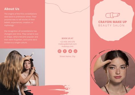 Abstract Crayon Make Up Beauty Salon Brochure Beauty Salon Brochure, Beauty Brochures, Spa Brochure, Angel Wings Drawing, School Brochure, Pamphlet Design, Lipstick Designs, Free Brochure, Pastel Crayons