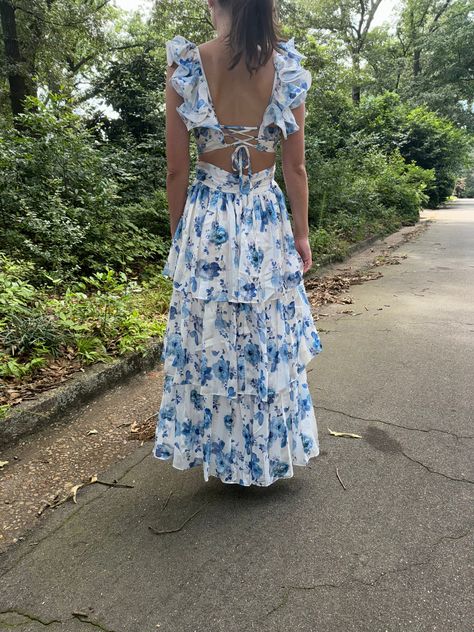 Blue floral maxi dress