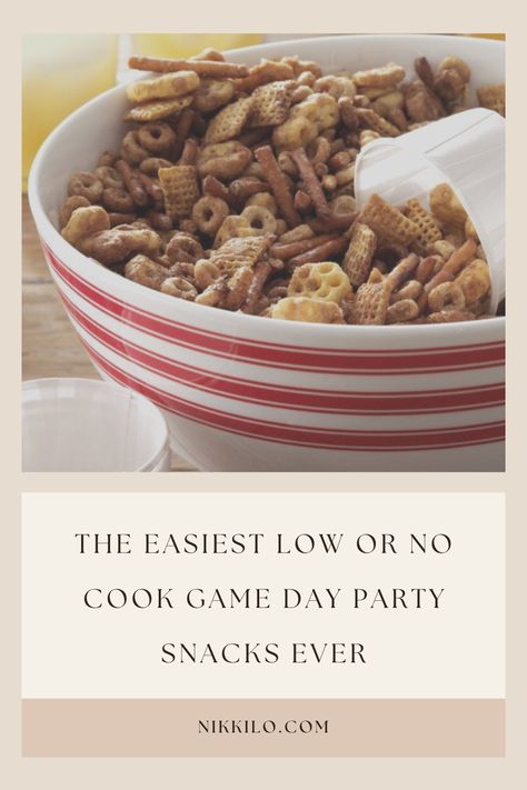 The Easiest Low or No Cook Game Day Party Snacks Ever — Nikki Lo Tailgate Food No Refrigeration, No Cook Party Snacks, Easy Tailgate Snacks, Party Snack Ideas, Tailgate Snacks, Party Snacks Easy, Game Day Party, Party Cooking, No Cook