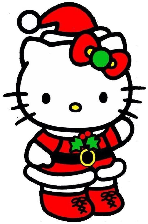 Hello Kitty Clipart Christmas, Hello Kitty Navidad, Christmas Hello Kitty, Hello Kitty Imagenes, Christmas Cutouts, Charmmy Kitty, Hello Kitty Images, Kitty Christmas, Christmas Topper