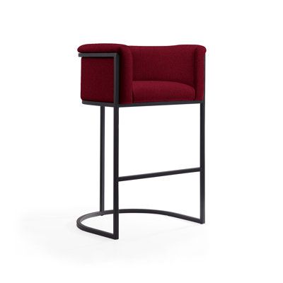 Our cosmopolitan stool embodies the elegance and pared-down aesthetic of midcentury furnishings. Amply padded for comfort, the upholstered seat is supported by an open metal frame that echoes its clean, geometric lines. Pack Size: 1, Upholstery: Red-35 | Ceets Cosmopolitan 29.5" Bar Stool Upholste / Leather / Velvet / Metal / Faux leather in Red | 1 | Wayfair Red Bar Stool, Red Bar Stools, African Dance, Metal Stool, Red Chair, Manhattan Comfort, Kitchen Bar Stools, Geometric Lines, Kitchen Dining Furniture