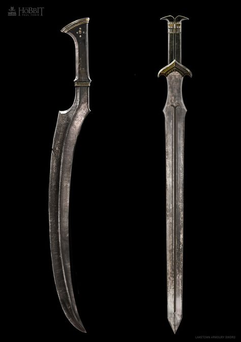 ArtStation - Laketown Armoury Swords Posture Drawing, Curved Swords, Fantasy Blade, The Dwarves, Anime Ideas, Middle Earth Art, Props Concept, National Library, Cool Swords