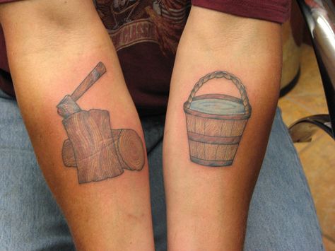 Chop Wood Carry Water Tattoo, Chop Wood Carry Water, Old Scool, Cowboy Tattoos, Water Tattoo, Tattoo You, Tattoo Artist, Buddhism, Jesus Fish Tattoo