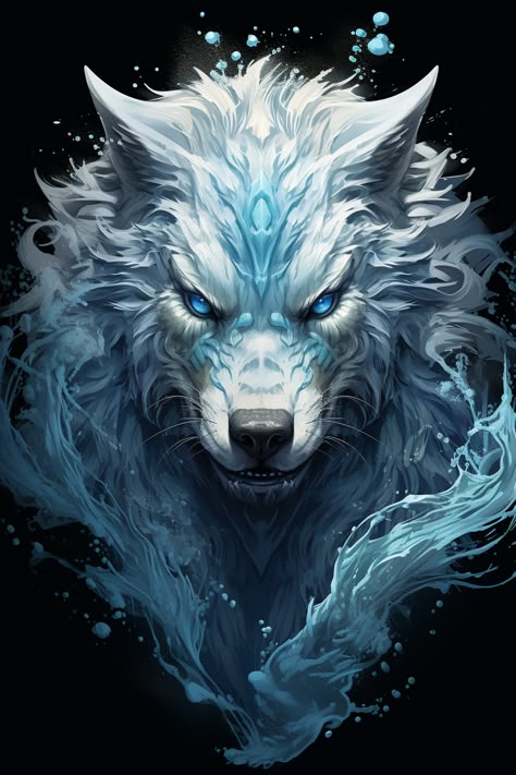 Wolf With Blue Eyes, Fenrir Tattoo, Wolf Art Fantasy, Werewolf Illustration, Cute Wolf Drawings, Mystical Wolf, Demon Wolf, Wolf Warriors, Mythical Creatures Fantasy