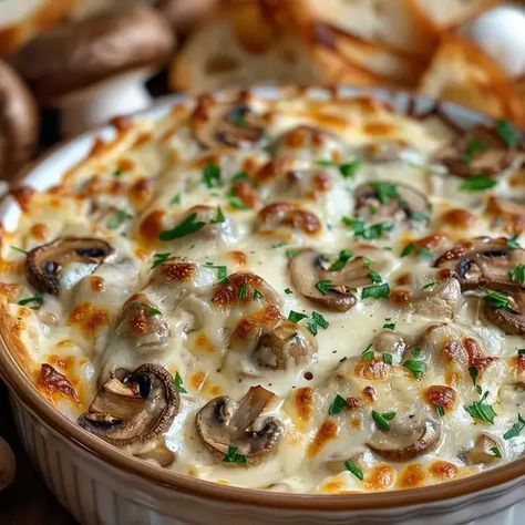 Stuffed Mushroom Dip Side Dishes For Fall Party, Best Fall Party Dips, Fall Dip Recipes Parties, Halloween Stuffed Mushrooms, Stuffed Mushroom Dip Appetizer Recipes, Football Food Dips, Stuffed Mushroom Recipes Healthy, Mushroom Dip Cream Cheese, Cream Cheese Recipes Dip Appetizers