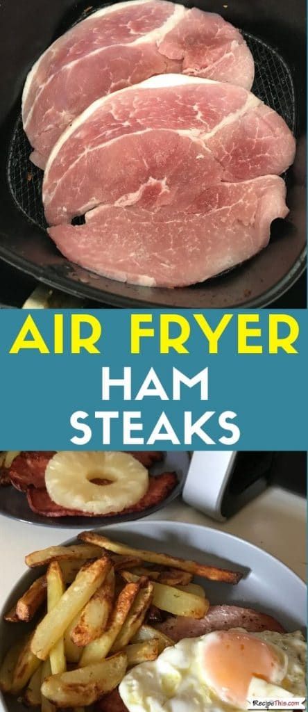 Air Fryer Ham Steak. How to cook your favourite gammon steak or ham steak in air fryer. Load your ham steak with French fries and cook together in the air fryer basket. An easy to cook simple yet tasty air fryer meal. #airfryer #airfryerrecipes #airfryergammon #airfryerham #hamsteaks #gammonsteaks Air Fry Ham Steak, Air Fryer Ham Steaks, Ham Steak Air Fryer, Ham Steaks In Air Fryer, Cooking Ham Steak, Steak Air Fryer, Steak In Air Fryer, Steak In The Air Fryer, How To Cook Gammon