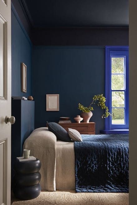 Introducing ‘Double Drenching’ | Little Greene Basement Color, Colour Drenching, Color Drenching, Painting Baseboards, Interior Colour Schemes, Navy Bedrooms, Wall Blue, Paint Trends, Gathering Table