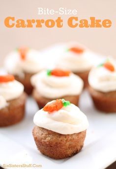 Bite-Size Carrot Cake  - 19 Tiny Desserts You Can Eat In One Bite Small Cake Bites Mini Desserts, Tiny Desserts Bite Size, Mini Carrot Cake Bites, Football Breakfast, Carrot Cake Mini Cupcakes, Thanksgiving Picnic, Coffee Bistro, Dessert Bord, Mini Thanksgiving Desserts